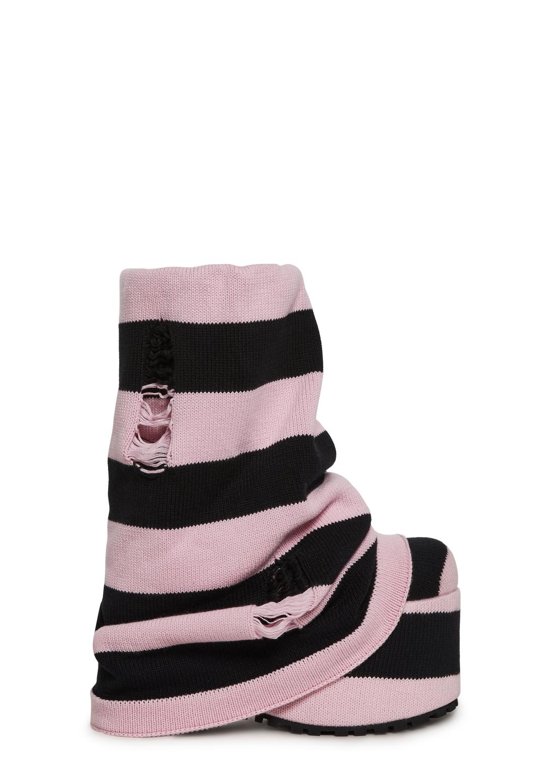 Snuggle Lifestyle Platform Boots - Striped - BLK/PNK / US 5