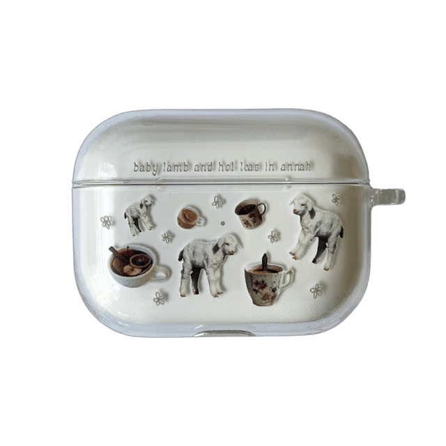 baby lamb and hot teas in annak airpods / buds clear case