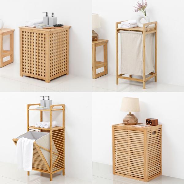 대나무 햄퍼 빨래 세탁 바구니 수납 협탁 12종