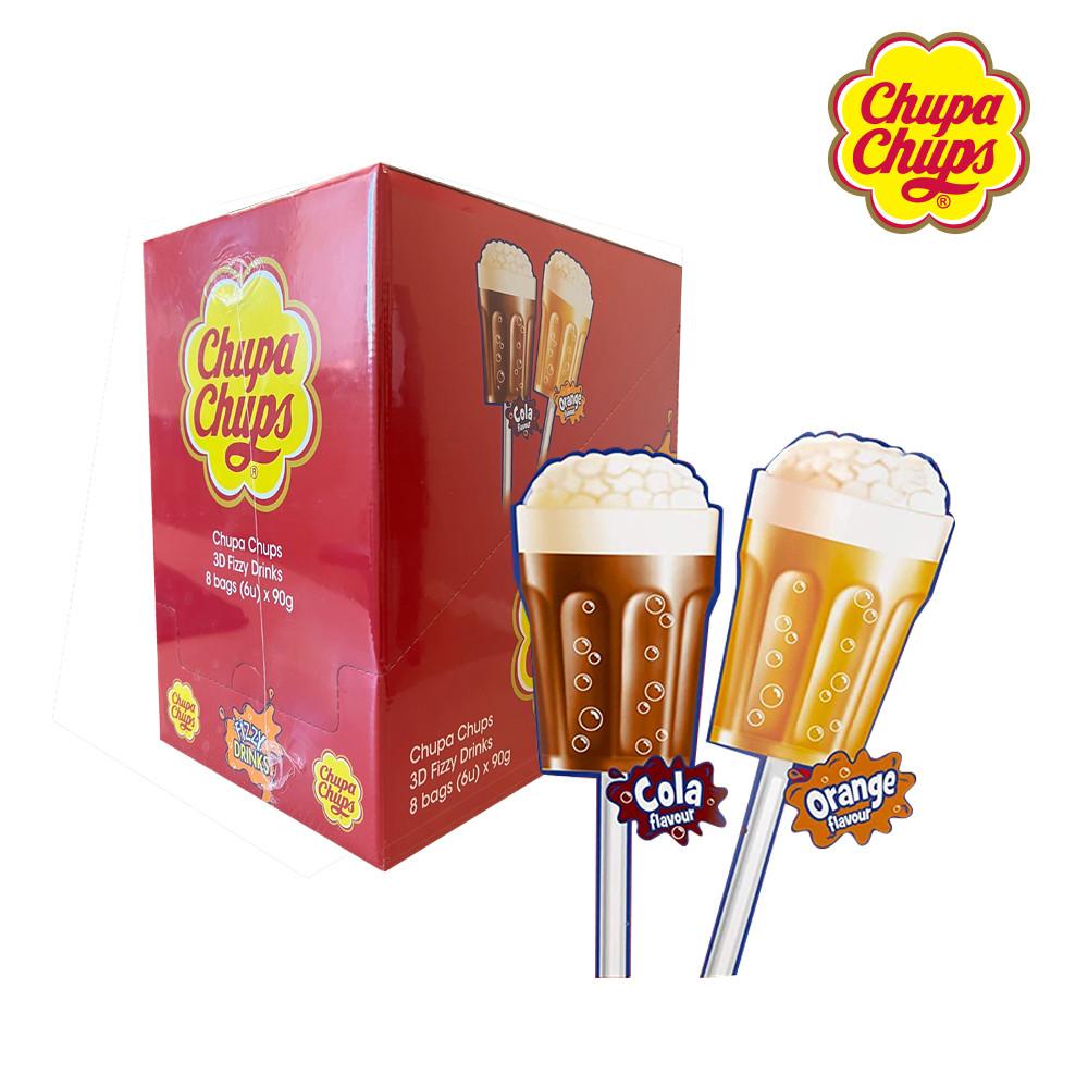 츄파춥스 피즈캔디 맥주 사탕 90g x 8개 콜라맛 오렌지맛 [원산지:국산]