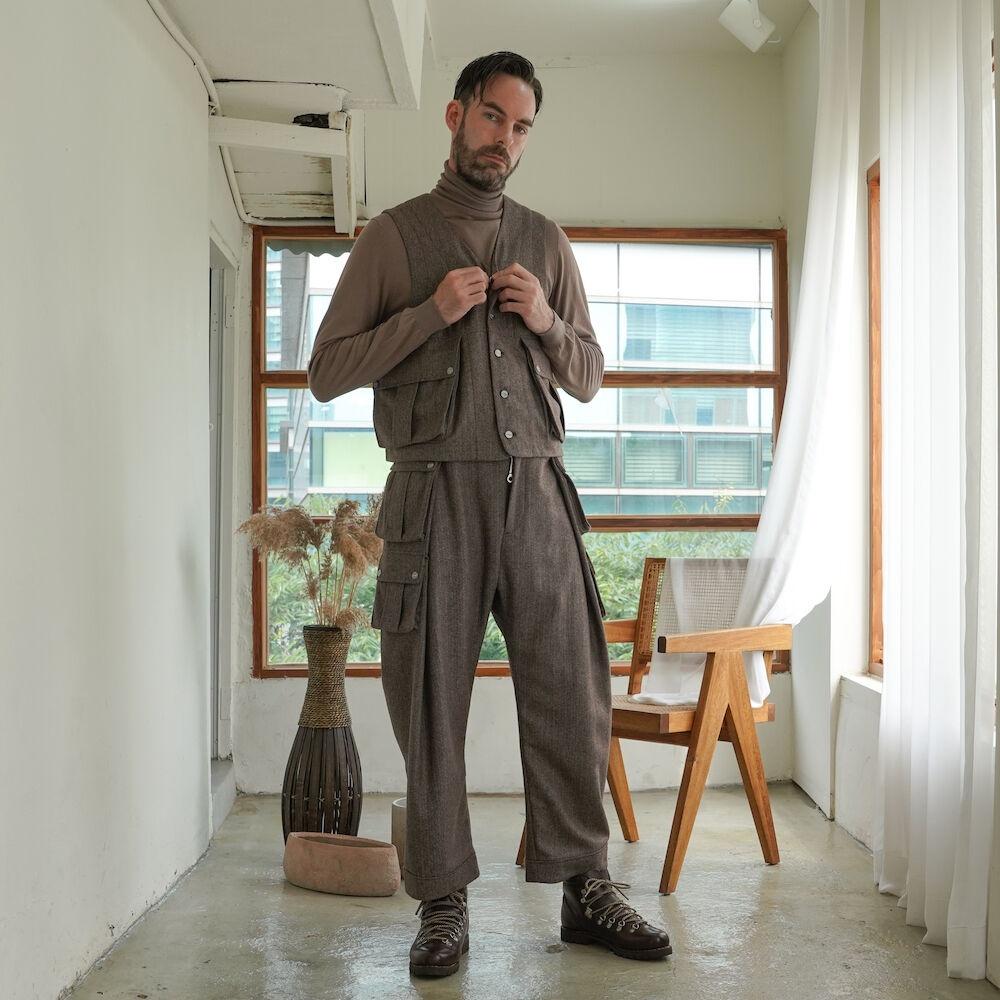 [TEWMEW] 2020FW HERRINGBONE HEAVY WORK VEST BROWN
