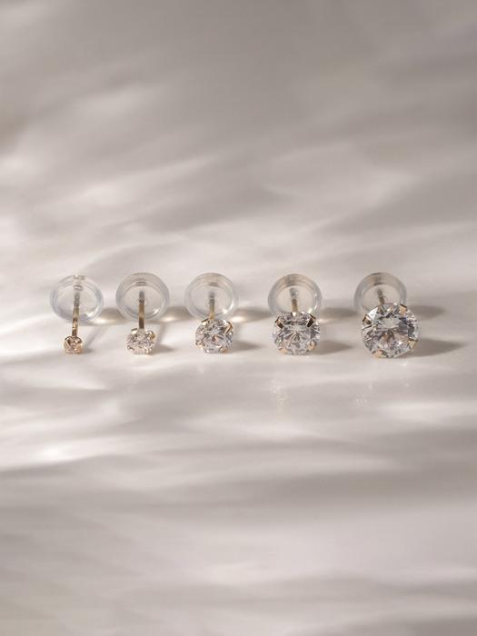 14K 크리스탈 큐빅 프레스 귀걸이(6 size)