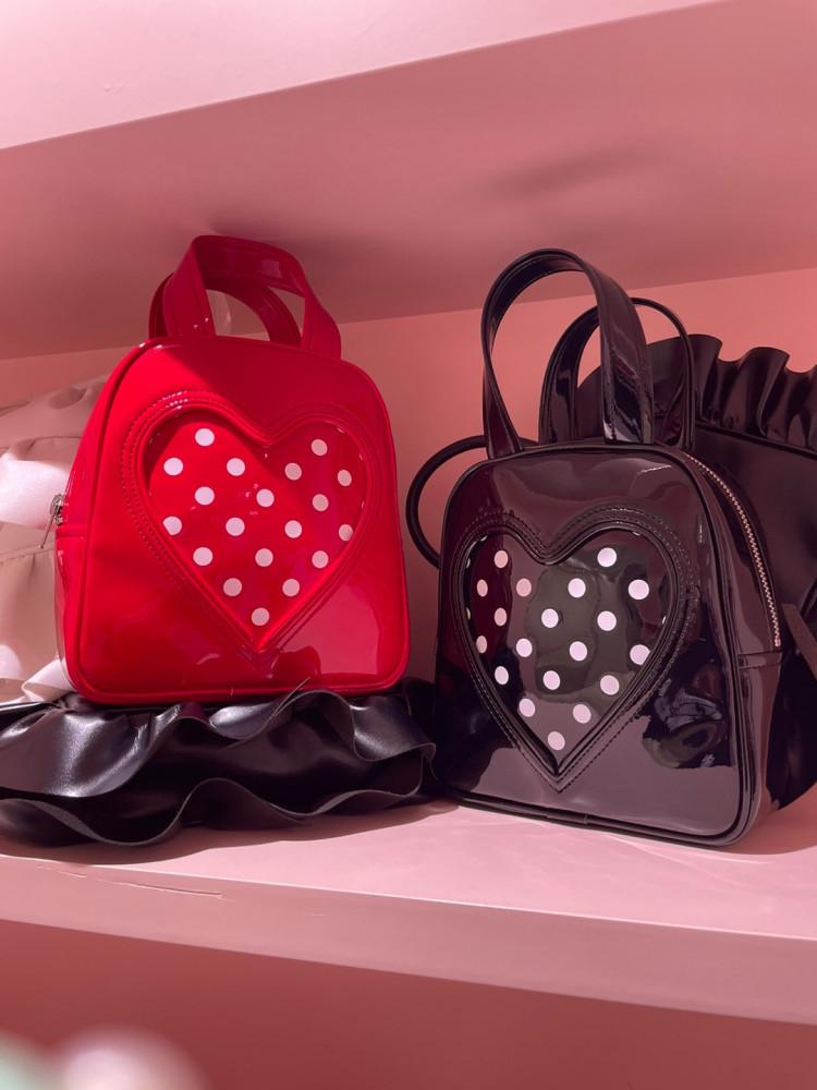 꼼데가르송 걸 하트 에나멜 토트백 NMK201