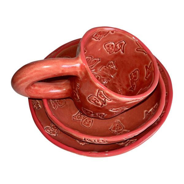 QH stamped ceramic tableware by NF_Ruby Red