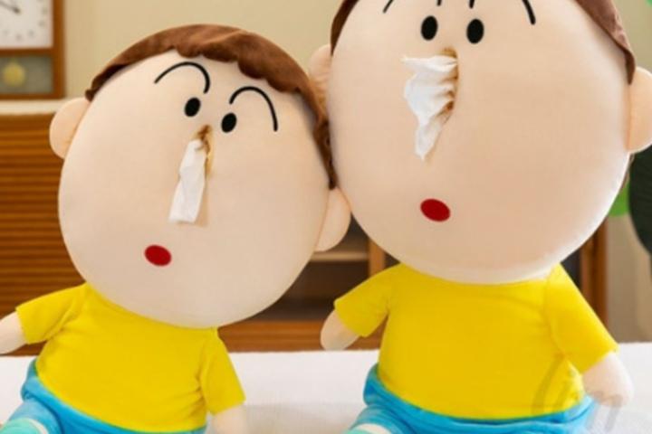 [해외] 맹구 인형 콧물 캐릭터 휴지 케이스 38cm / 티슈 커버 / 휴대용 / 여행용