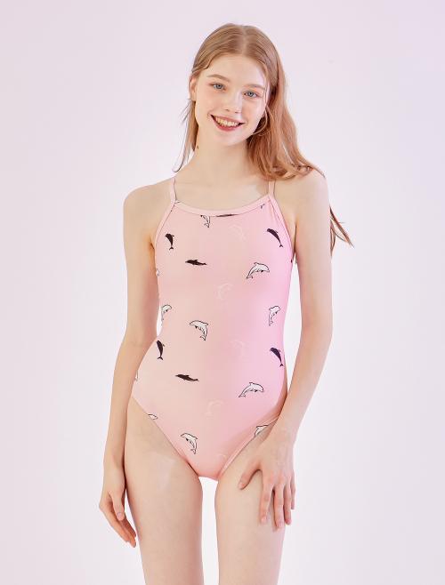 티에스나인(TSNINE)  핑크돌핀 원피스 크로스 라인백 수영복 - 사이즈 & 후기 | 무신사