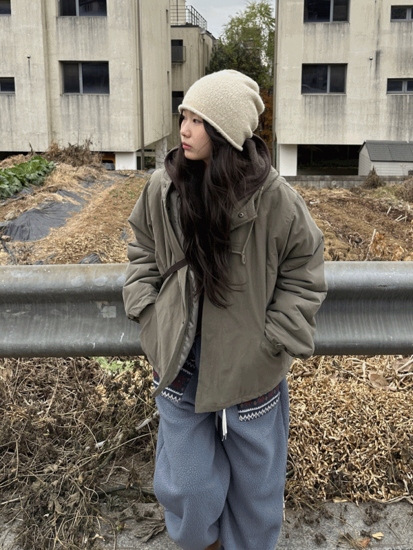 신시 더블플랩 웰론 후드 야상 패딩점퍼