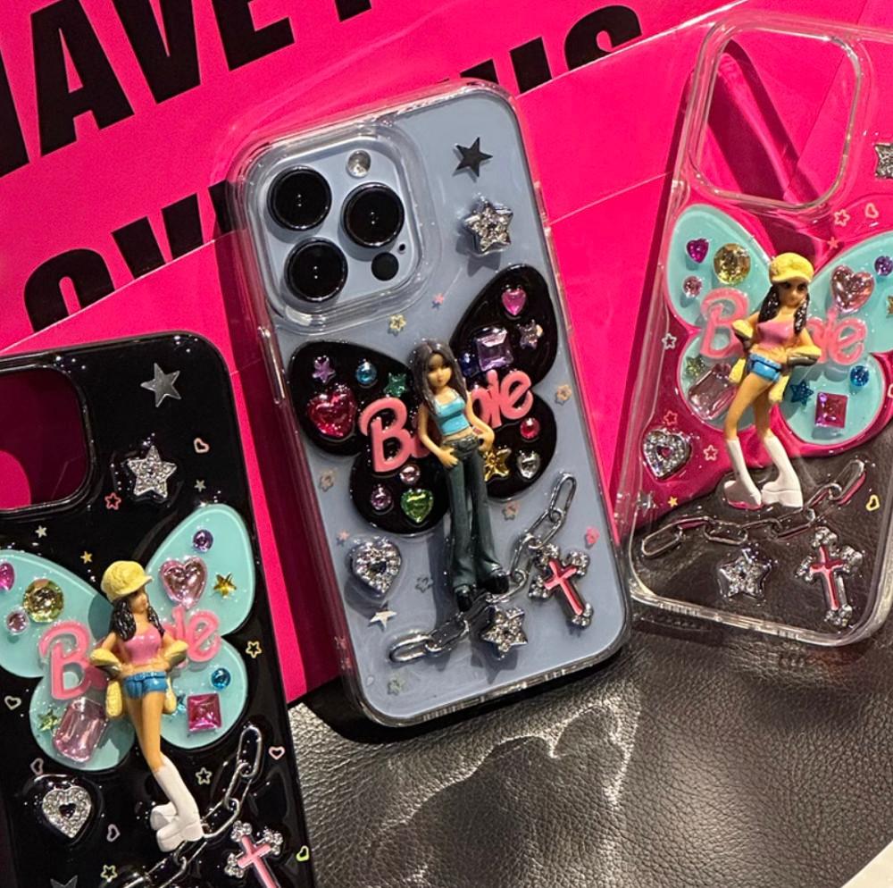 지미하우스 kitch 바비 클리어 케이스 투명 y2k 핸드메이드