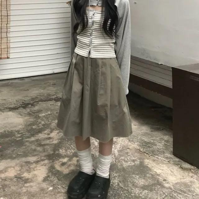 (2color)디디 미디 컷팅 스커트