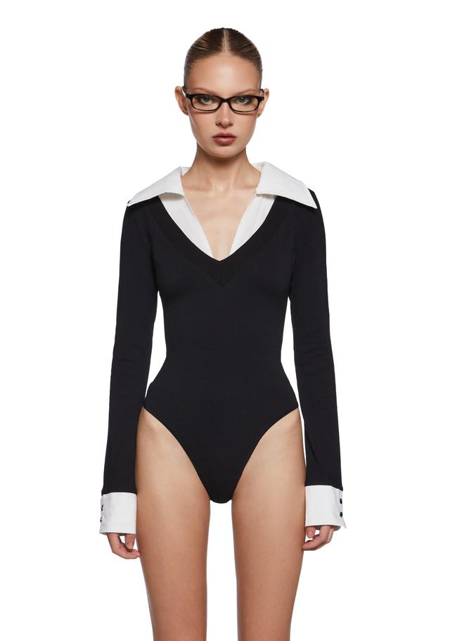 Eleanor Collared Bodysuit - BLACK / 1X