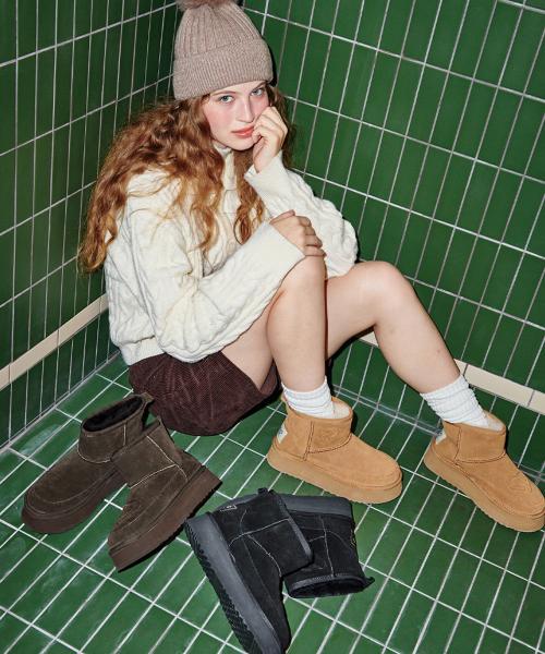 Ador 5color 소가죽 양털퍼 방한 어그부츠 5cm