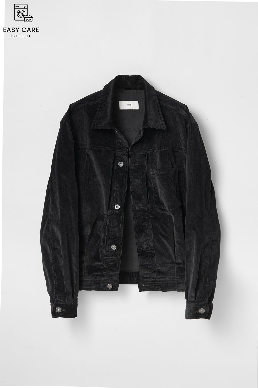 BLACK YRS TYPE-1 BOIL EFFECT CORDUROY TRUCKER JACKET (ECP GARMENT PROCESS)