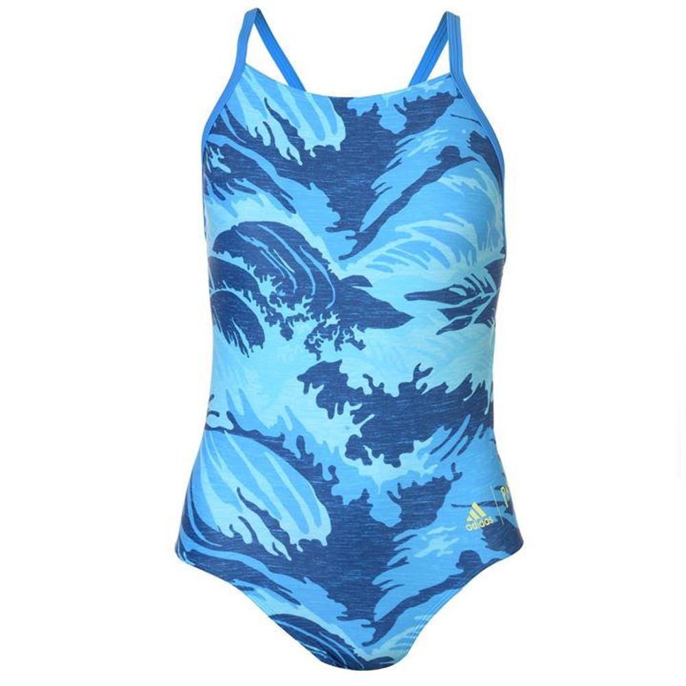 아디다스 올 오버 핏 프린트 블루 여자 수영복 Adidas Fit All Over Print Parley Swimsuit Ladies 8 10 14 16