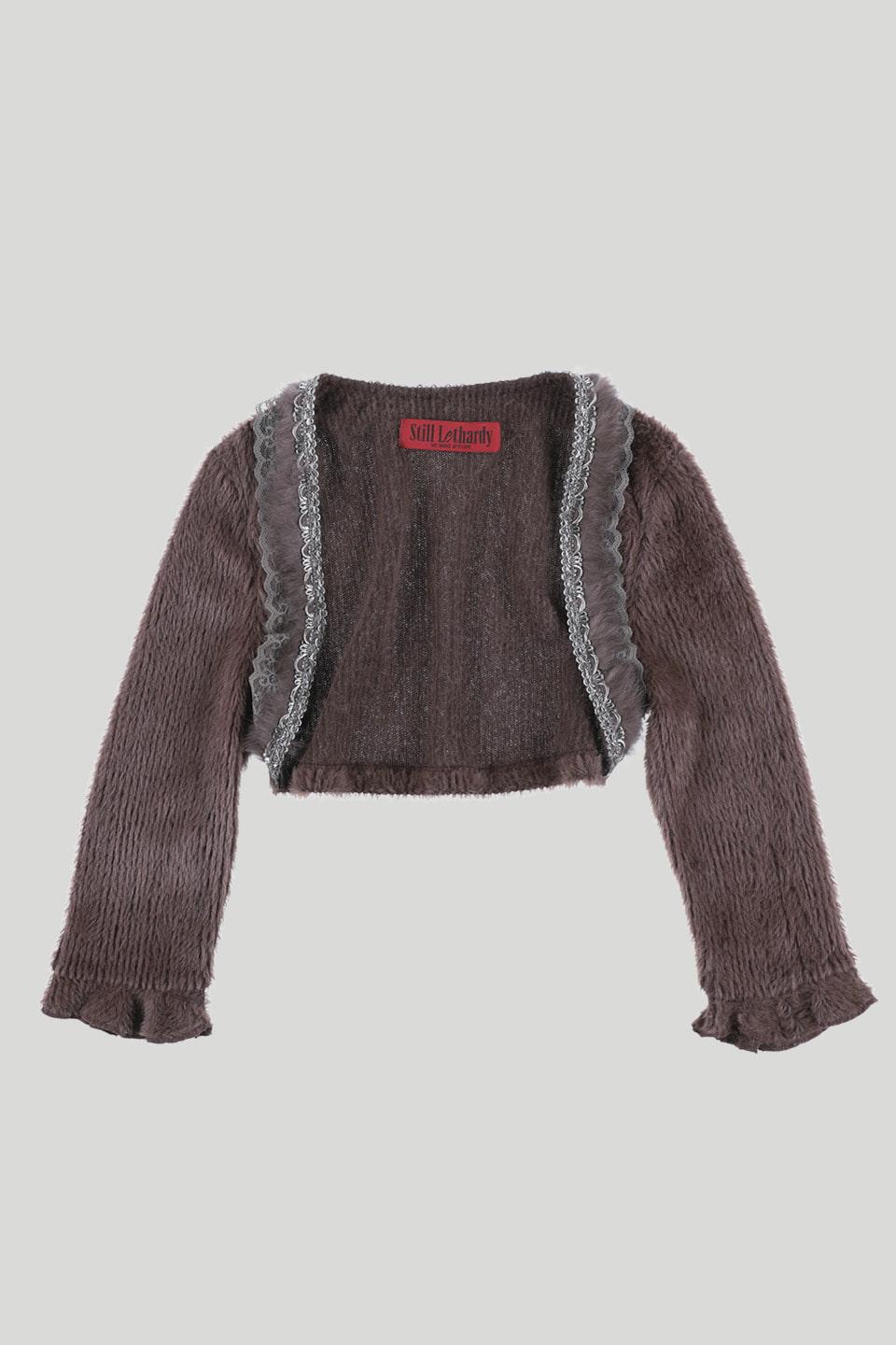 LACE TRIM HAIRY BOLERO