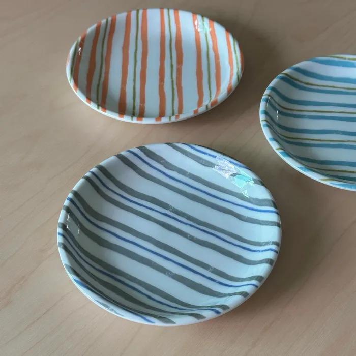 stripe plate 원형 앞 접시 줄무늬 디저트 접시 예쁜그릇 3color