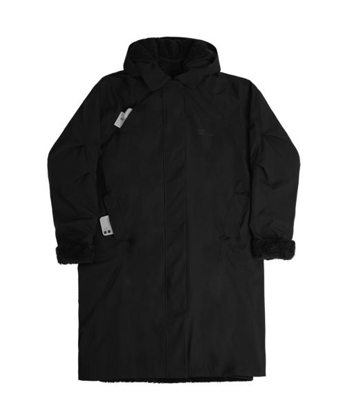 2-way Nylon Fur Coat / Black