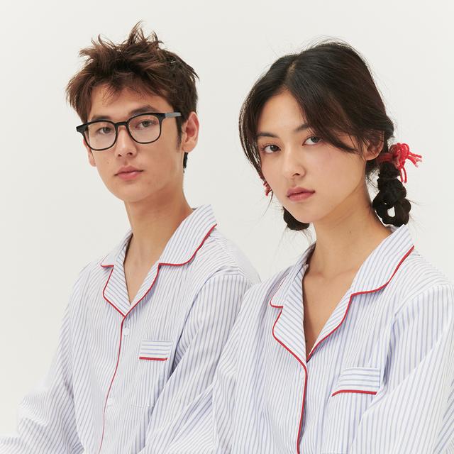 (w)스탠다드 티킹 스트라이프 파자마 화이트