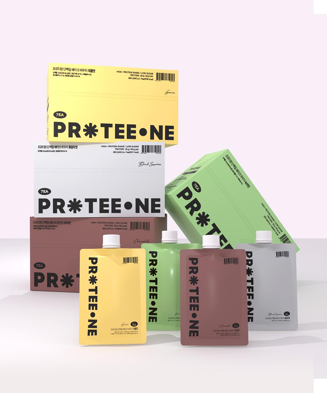 프로티원 [총 7회분] 단백질 쉐이크 40g 파우치형 1박스(7팩) 4종 택1 (곡물,초코,녹차,흑임자)