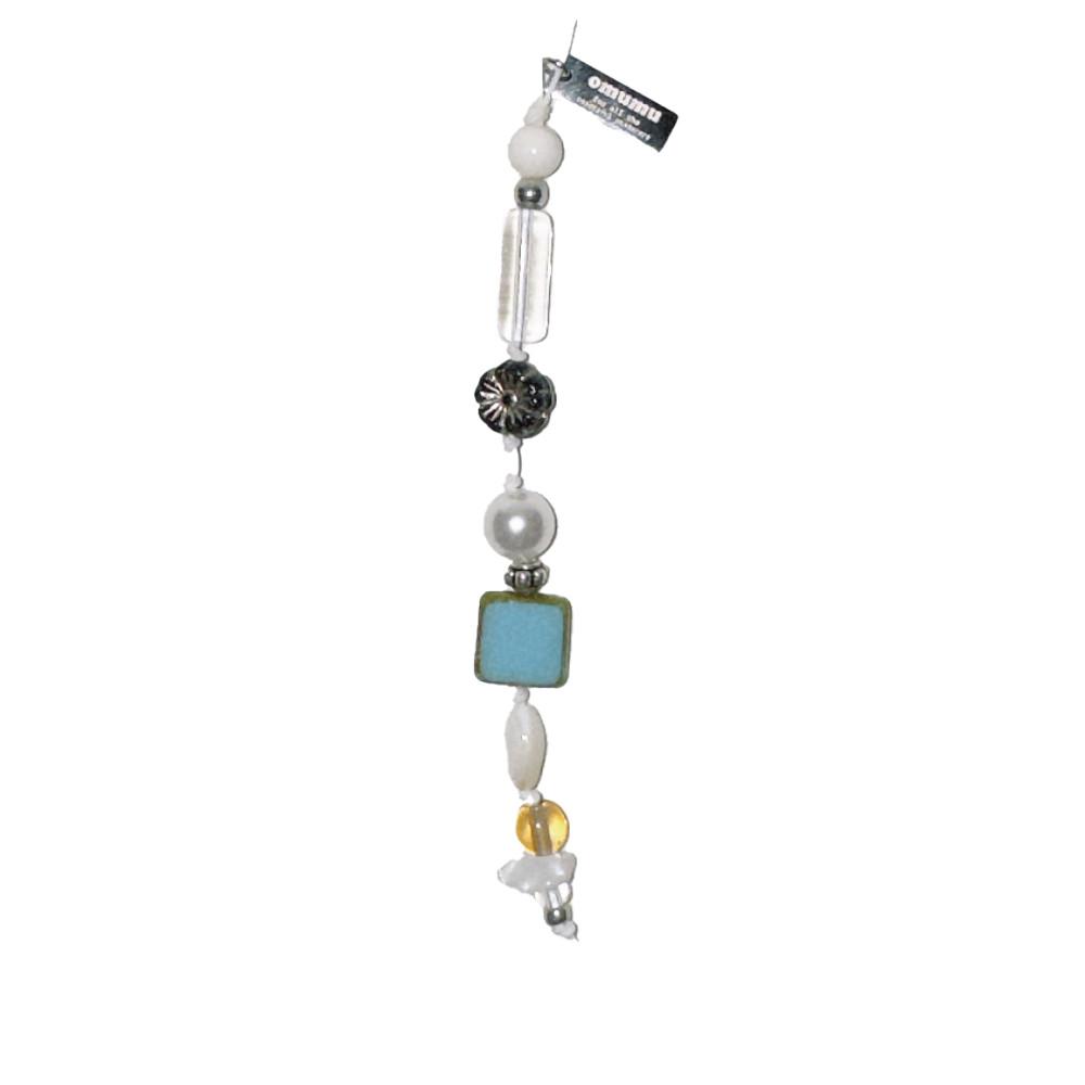 오무무 blue tile beads keyring 파란 타일 비즈 원석 매듭 키링