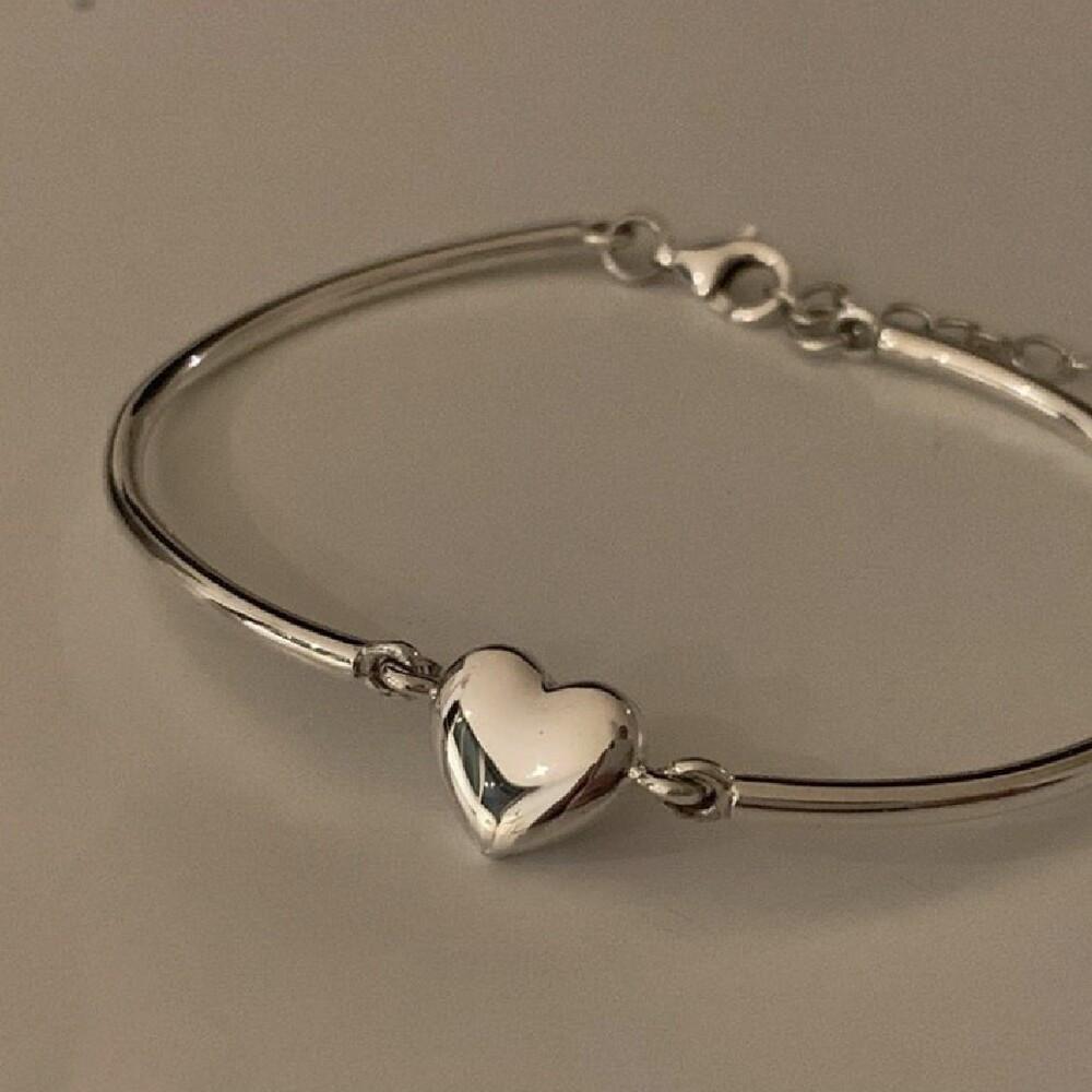 [92.5silver] 이니셜 각인 하트 은팔찌