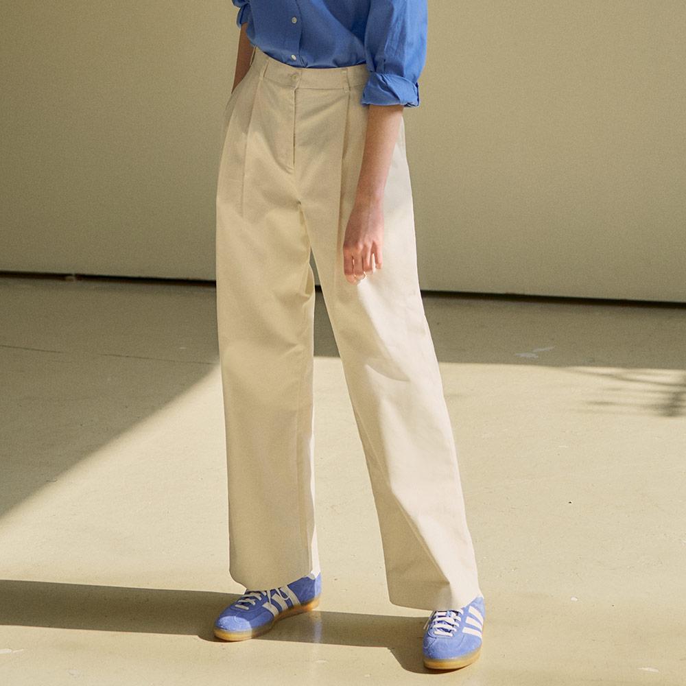 시야쥬 [5/17 예약발송] SIPT7068 Two tuck wide chino pants_Ivory