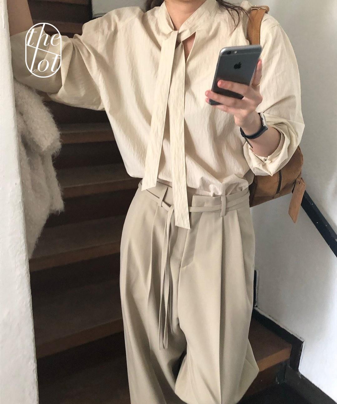 더롯 (브,소,아이 당일) [overtake] 오버테이크 노머드 타이 스트라이프 긴팔 셔츠 (4color) 루즈핏/데일리/출근룩/하객룩/데이트룩/가을신상