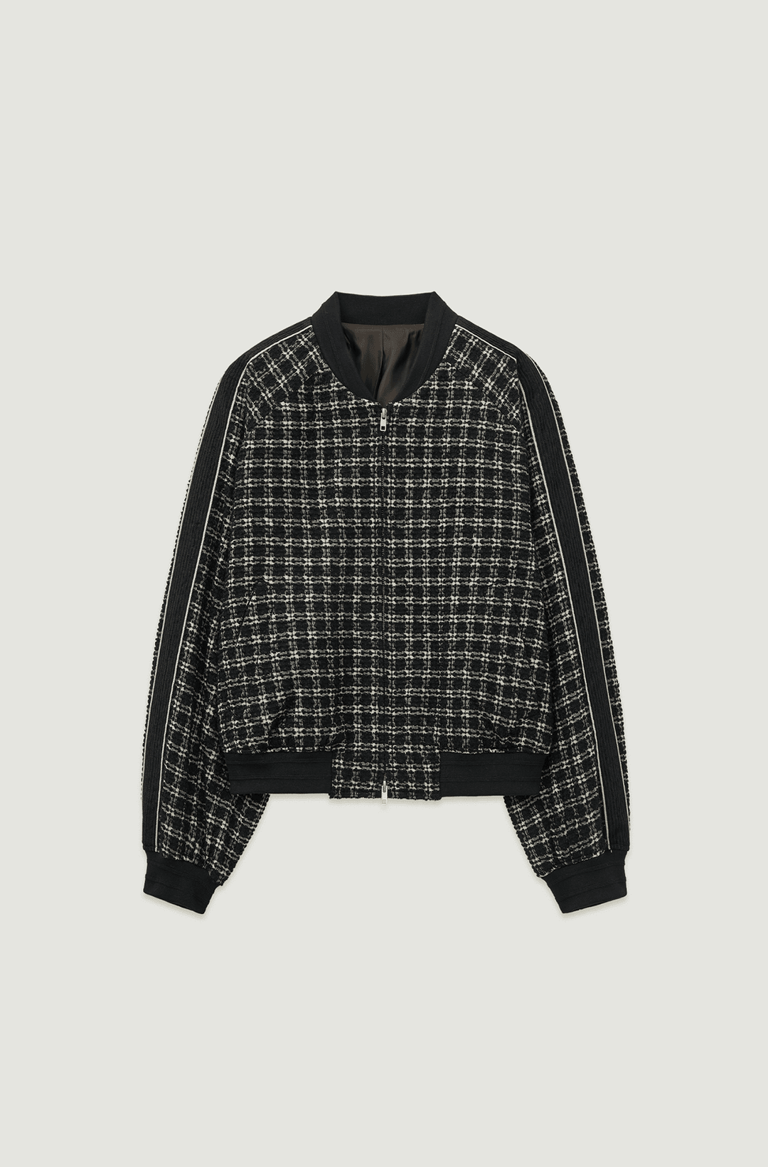 스칸딕 자카드 트위드 블루종 자켓 BLACK