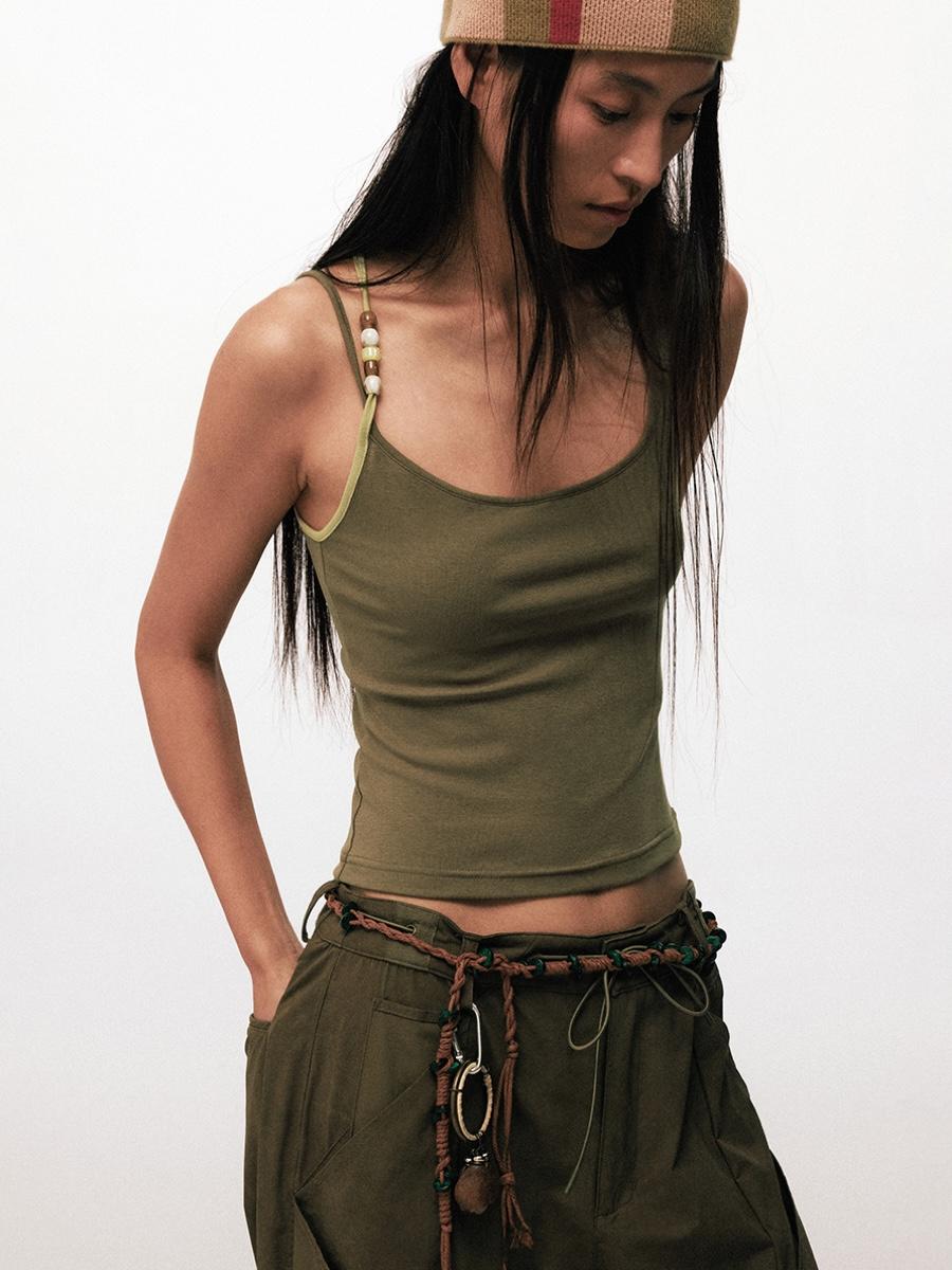 CONP Beads Contrast Asymmetric Tank Top