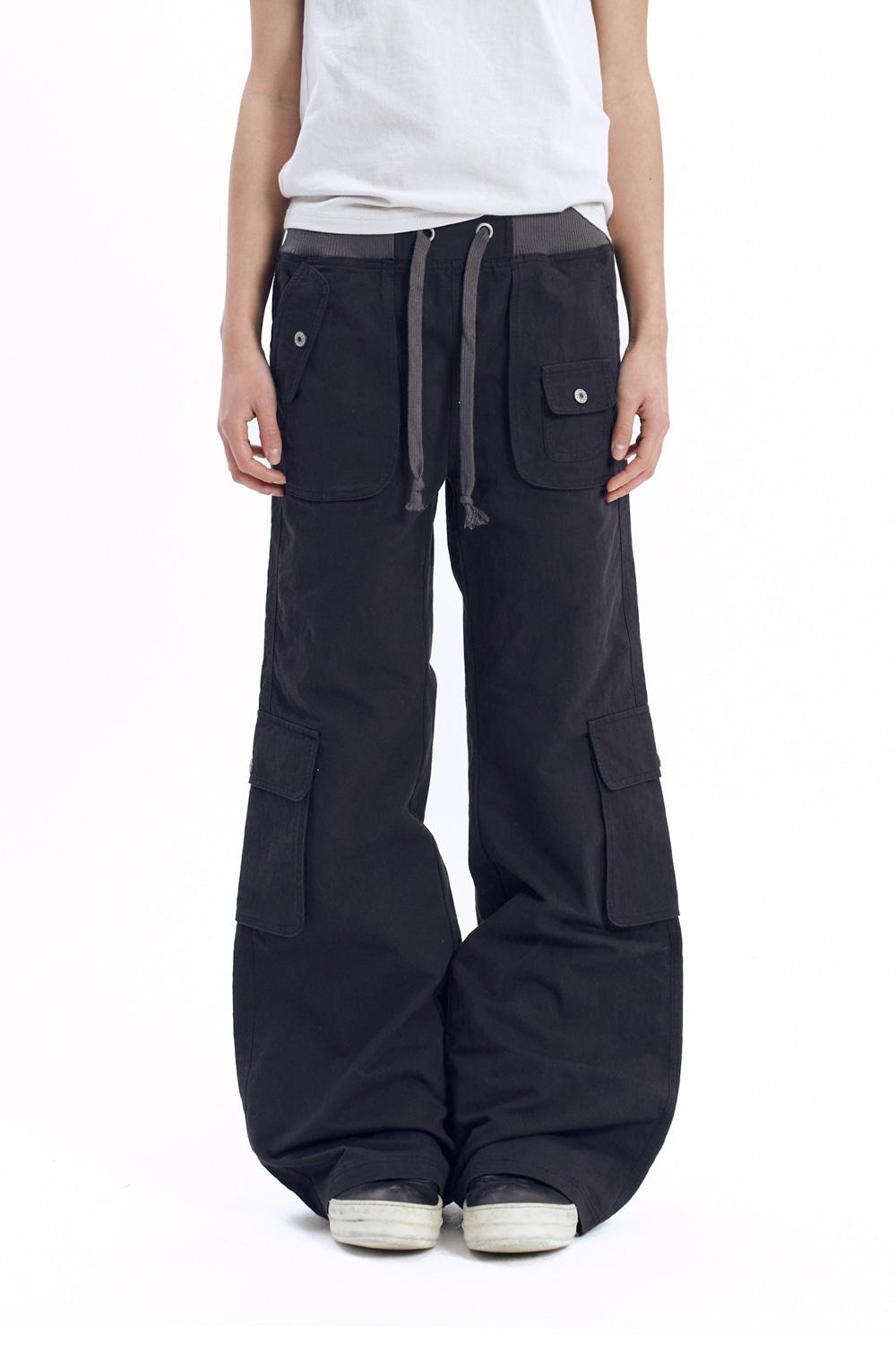 Flare Cargo Pocket Pants (Black)