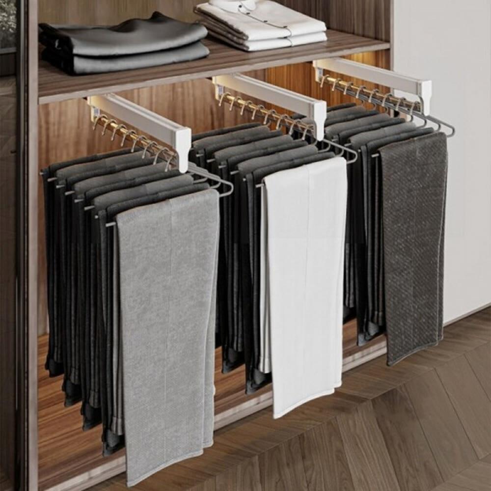 인출식 바지걸이 행거 슬라이딩 옷걸이 레일 행거 드레스룸 정리