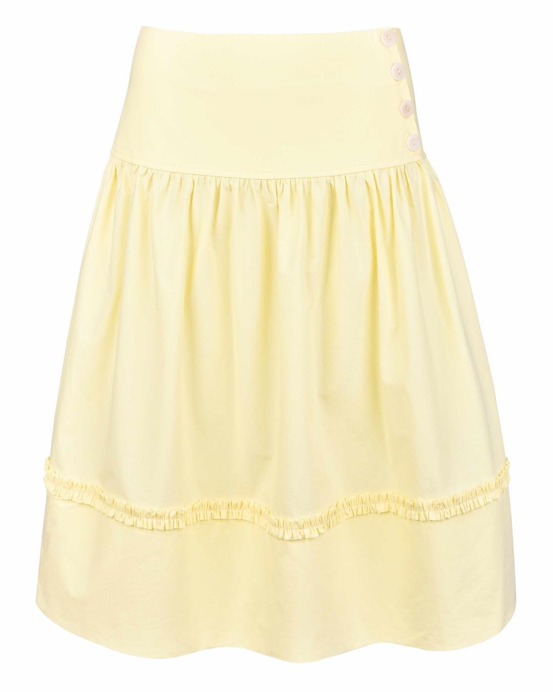 Ruche Button Midi Skirt - Citrine - XS