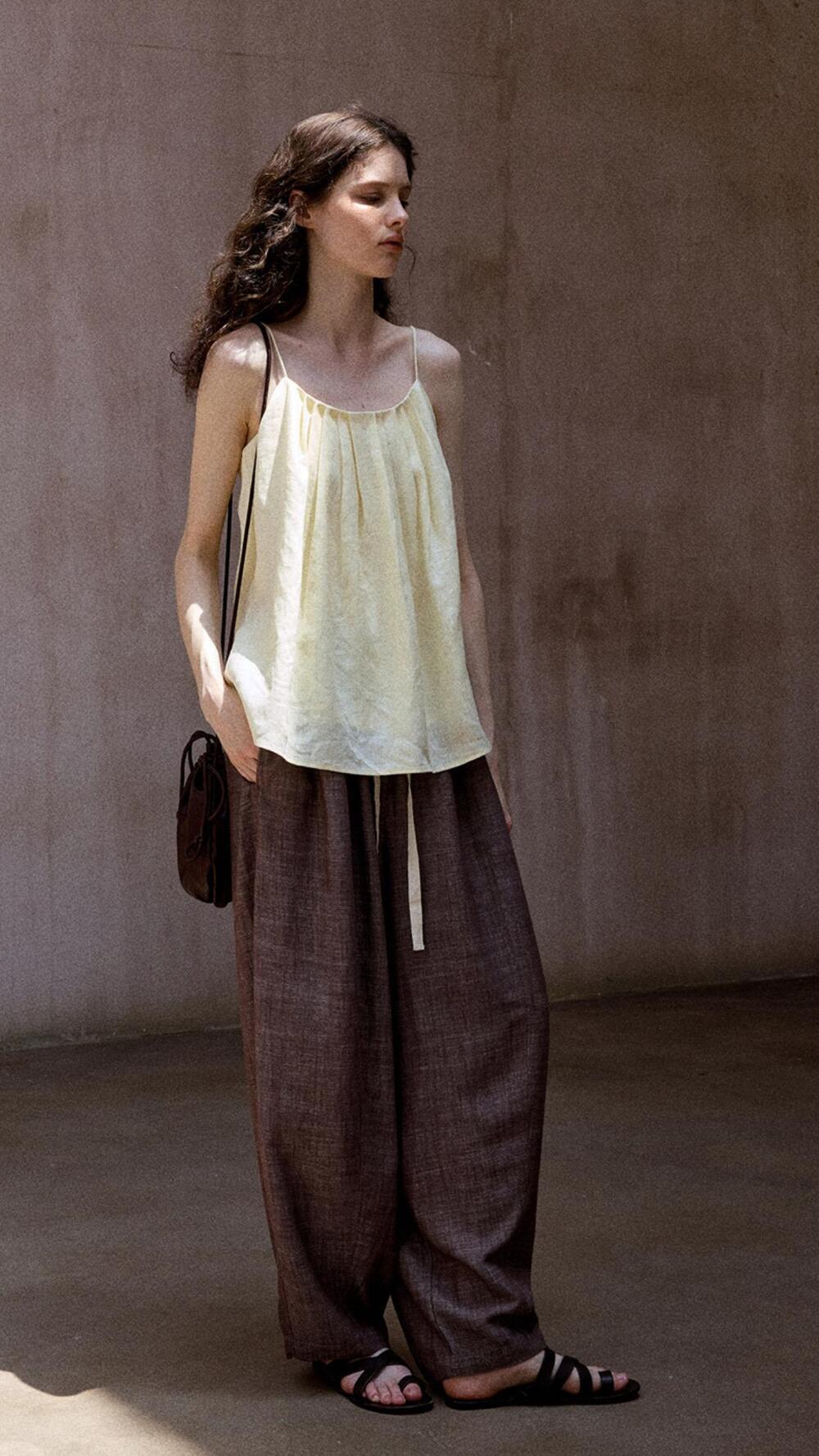 HELLO SEPTEMBER 린넨 데님 벌룬 팬츠