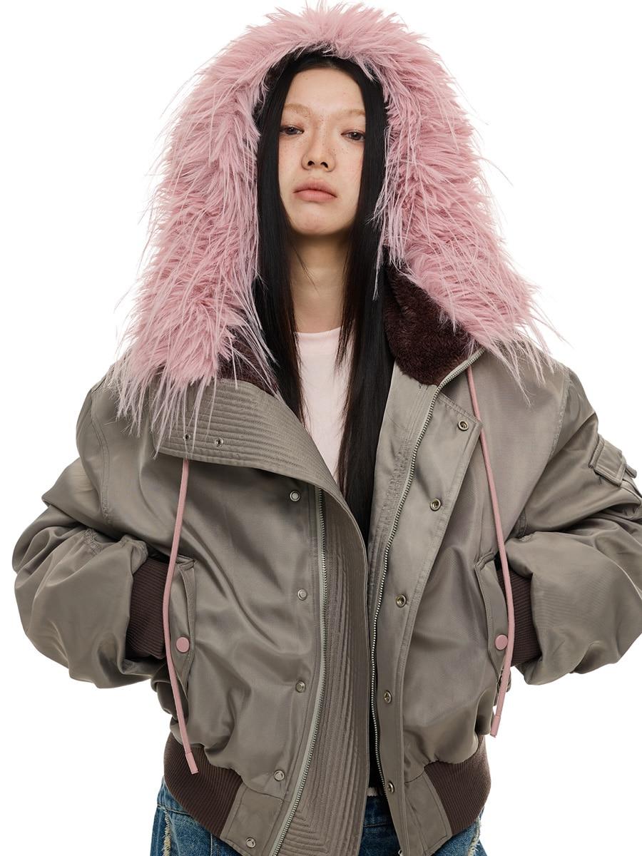 JIKOO Shibuya Fur Hoodie Pilot Jacket (2color)