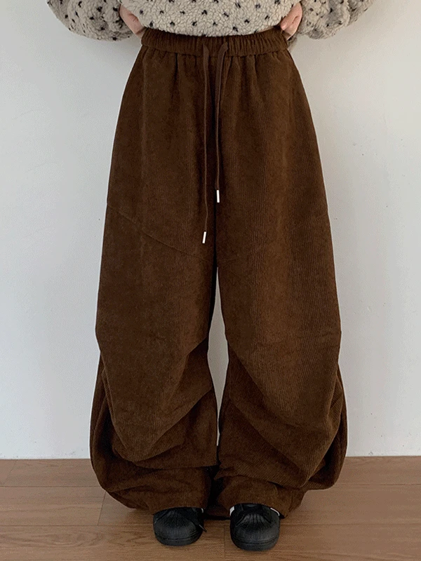 [안감기모/왕따뜻/겨울바지❄️] 콜드 골덴 코듀로 파라슈트 기모 밴딩 팬츠 바지 5color