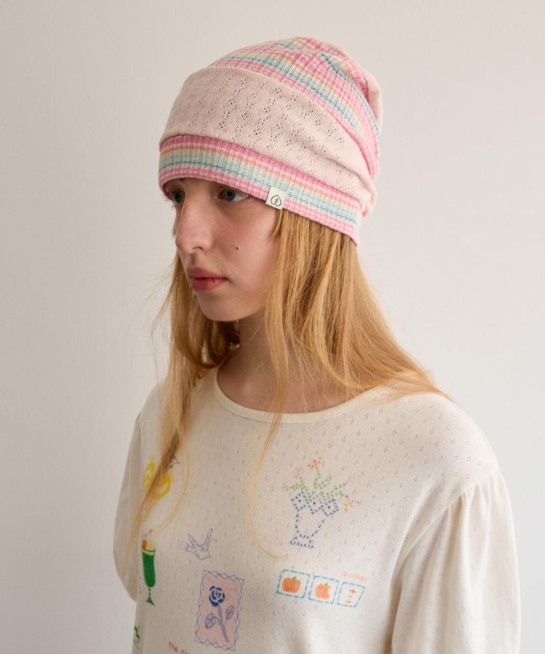 [2nd] Boho stripe beanie, Pink