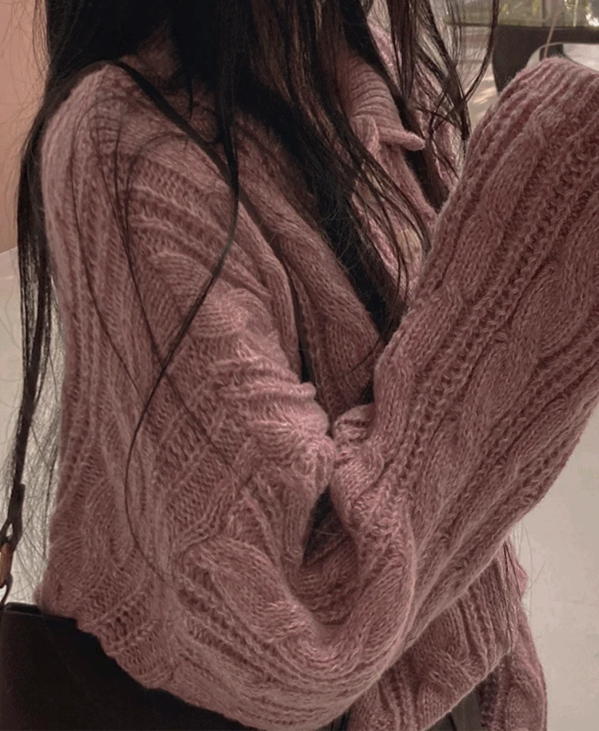 빈티지쿠키 카라넥 케이블 니트 (5color)