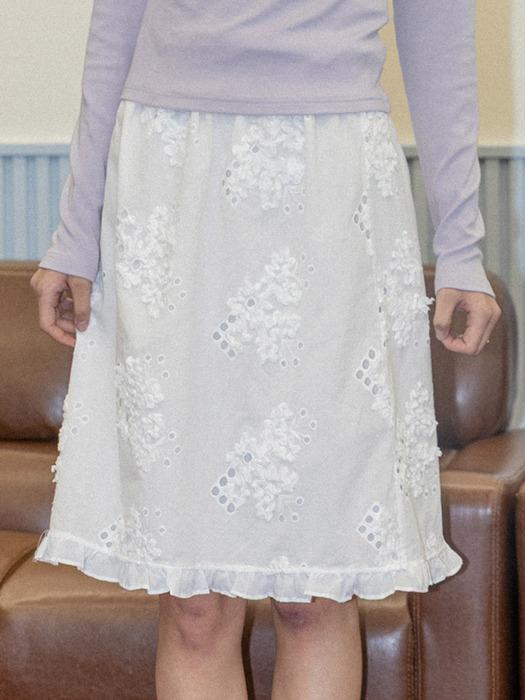 DD_Ruffle trim eyelet skirt_WHITE