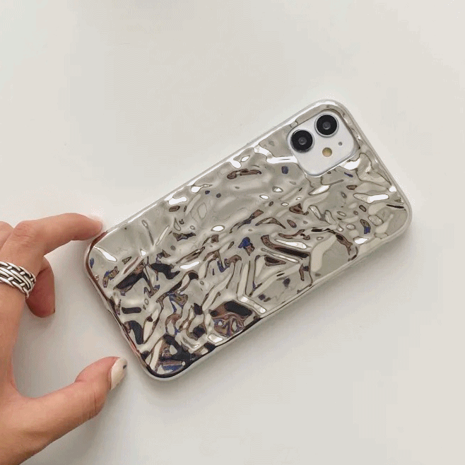 *당일출고*입체물결 아이폰케이스 젤리[7 8 SE2 x 11 12 13 미니 프로 맥스 핸드폰 휴대폰 손민수 커플템 우정템 여름]