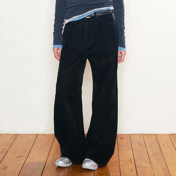 VELVET DENIM LOOSE-FIT JEANS_BLACK_LC254PT05BK