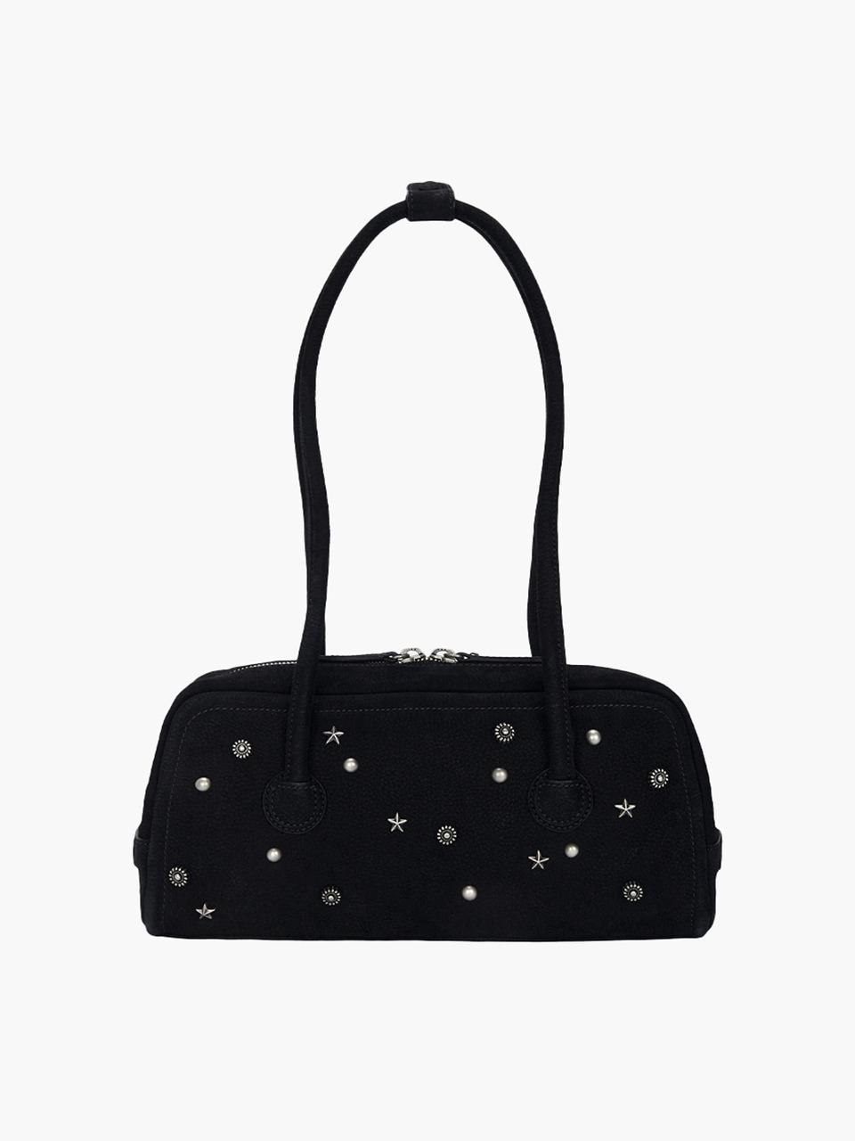 SOFT BAGUETTE BAG_black studded nubuck