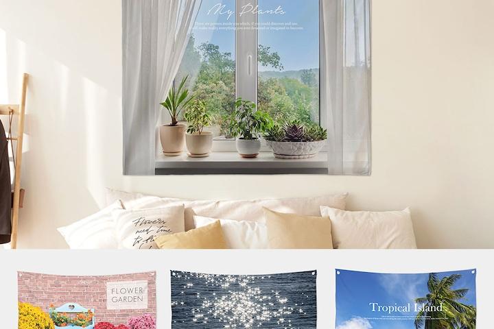 윈도우 풍경 인테리어 패브릭포스터/가리개커튼 100종 (꼬마전구 증정)