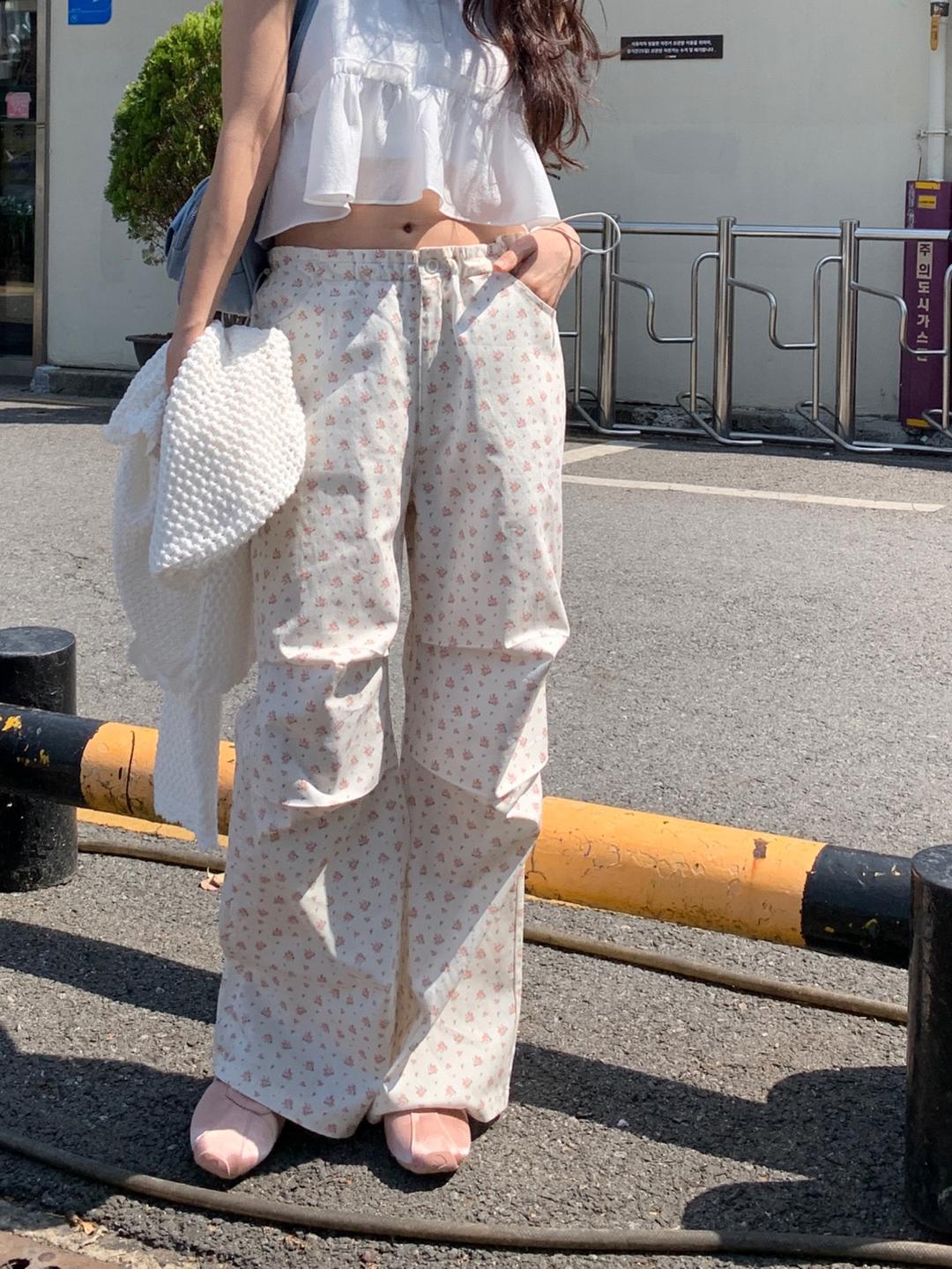 위드블룸 PREFRITT : Peony flower wide pants [pink]