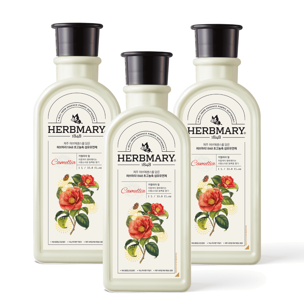 허브마리 섬유유연제 카멜리아 1L 3개
