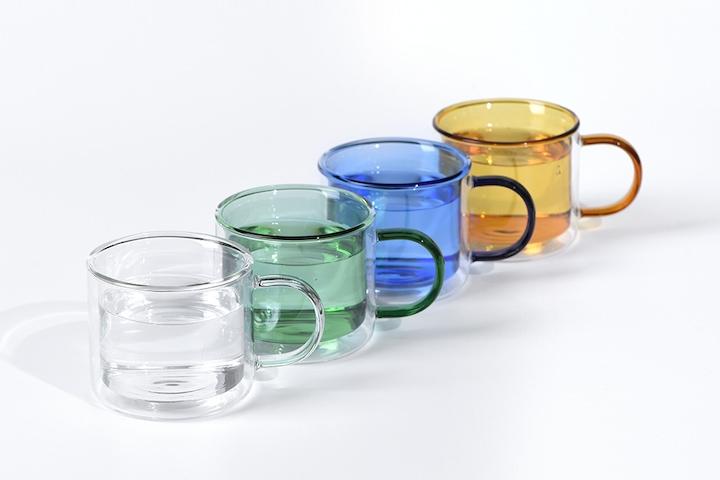 컬러 이중내열유리컵 300ml 1p