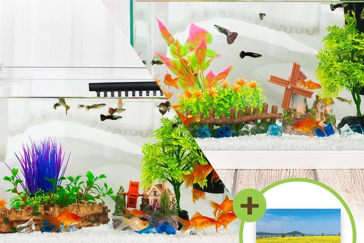 미니어항세트(대) 물레방아 집/풍차 장식 세트어항