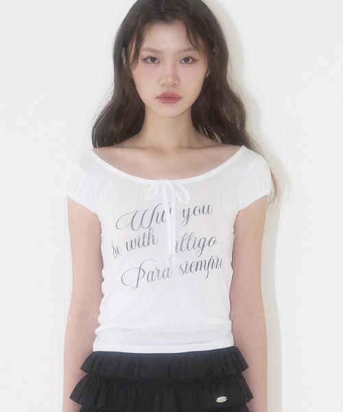 보트넥 퍼프 슬리브 탑 화이트
