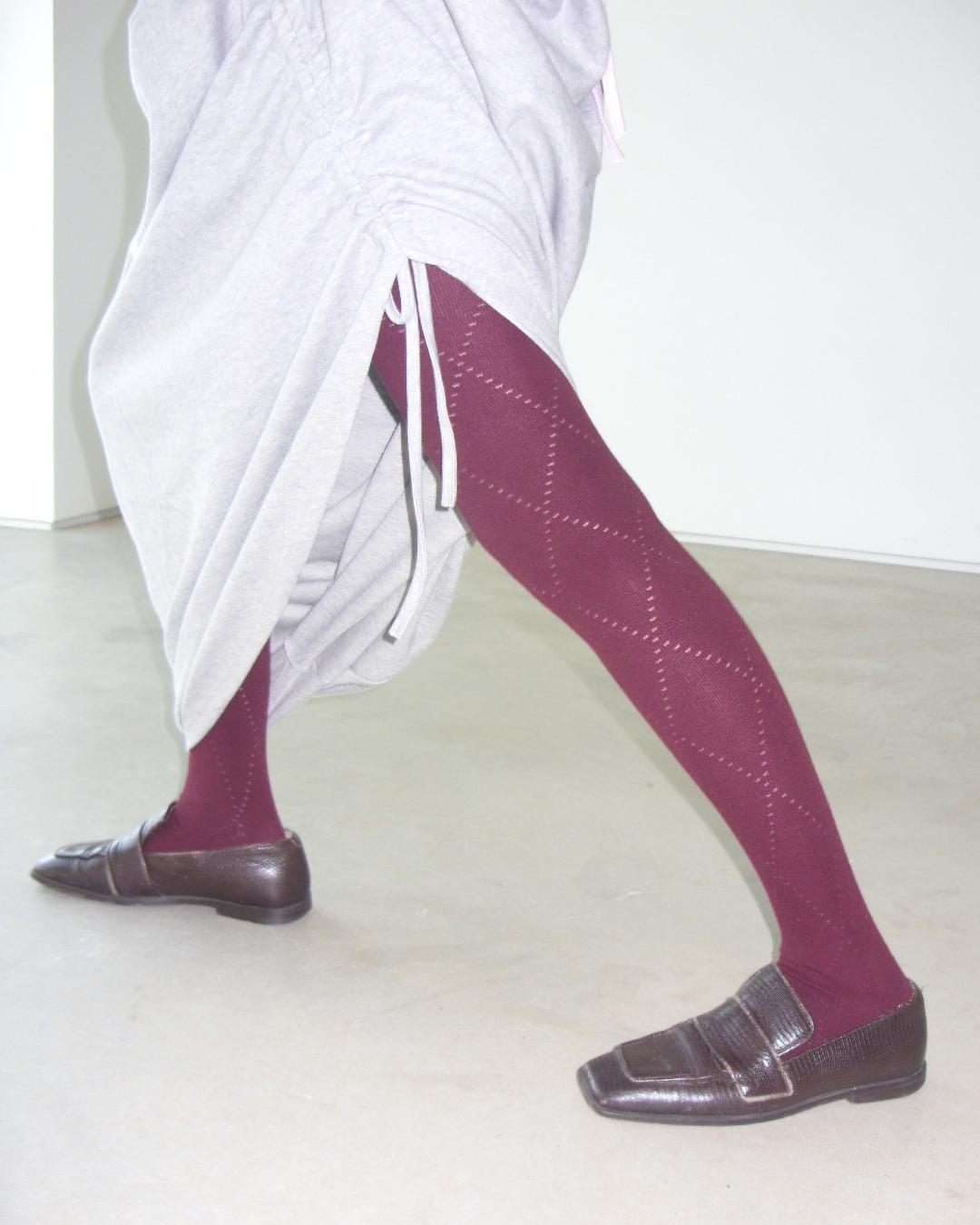 이알알 diamond pattern stocking_wine