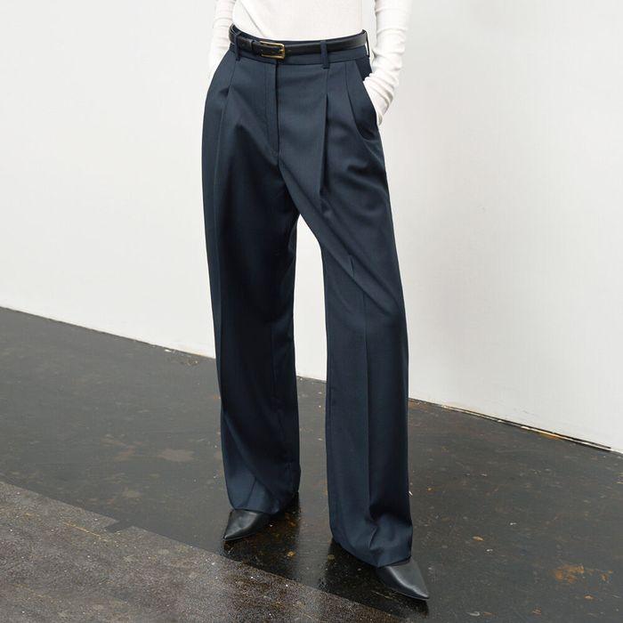 (올시즌) WOOL BLEND LONG WIDE SLACKS_NAVY