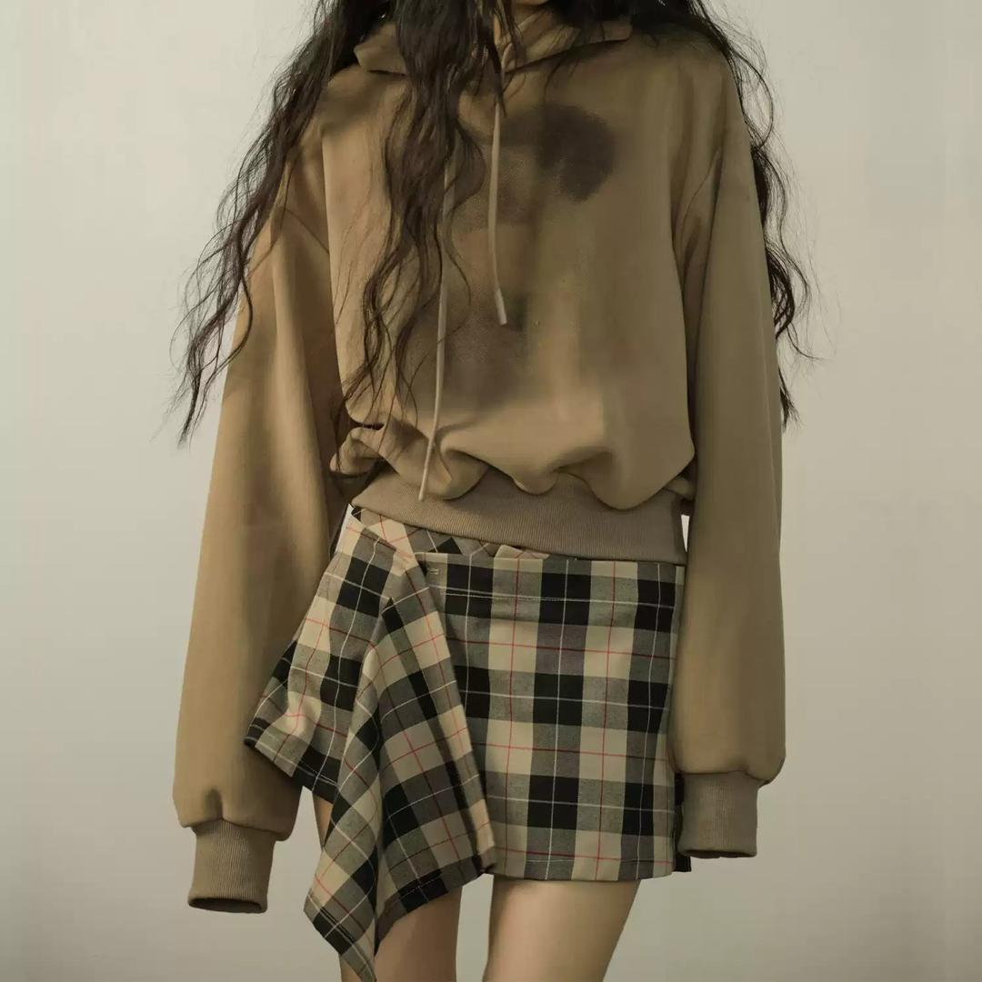 LVETONG 레트로 체크 플레드 숏 팬츠 스커트