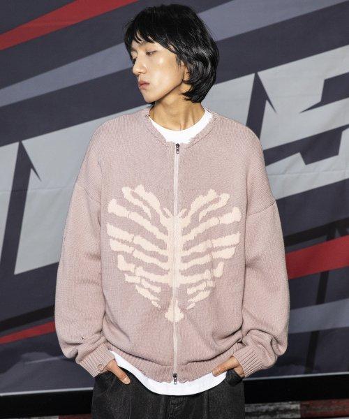 XTK037 보운 니트 집업 (VINTAGE PINK)